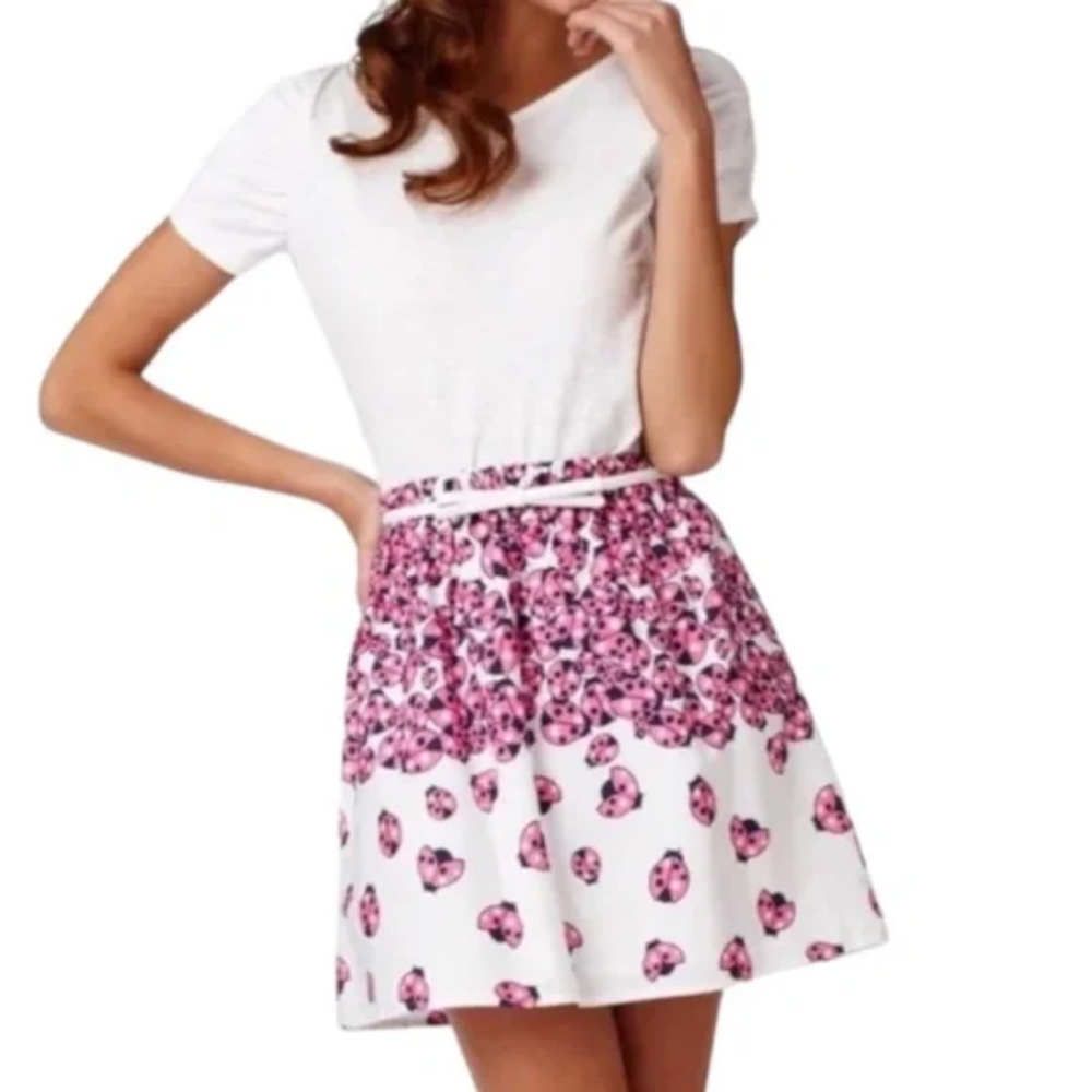 Lily Pulitzer Briar Pink Lined 100% Cotton Ladybug Skirt